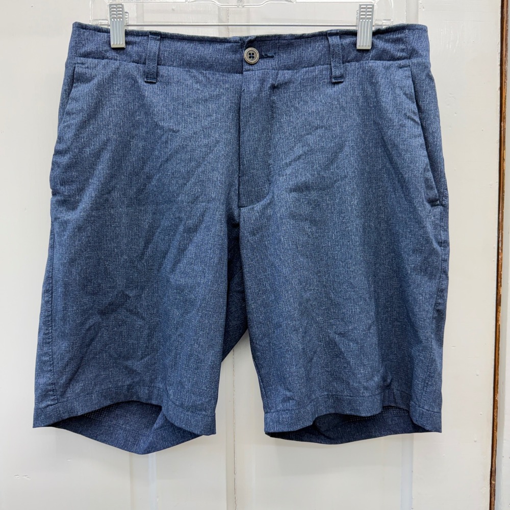 Under Armour Performance Heather Golf Shorts Mens 34 Blue Stretch Vented Mesh